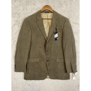 NWT Andrew Fezza Blazer Mens‎ 42L Sage Green Faux Suede Twill 2 Button Career